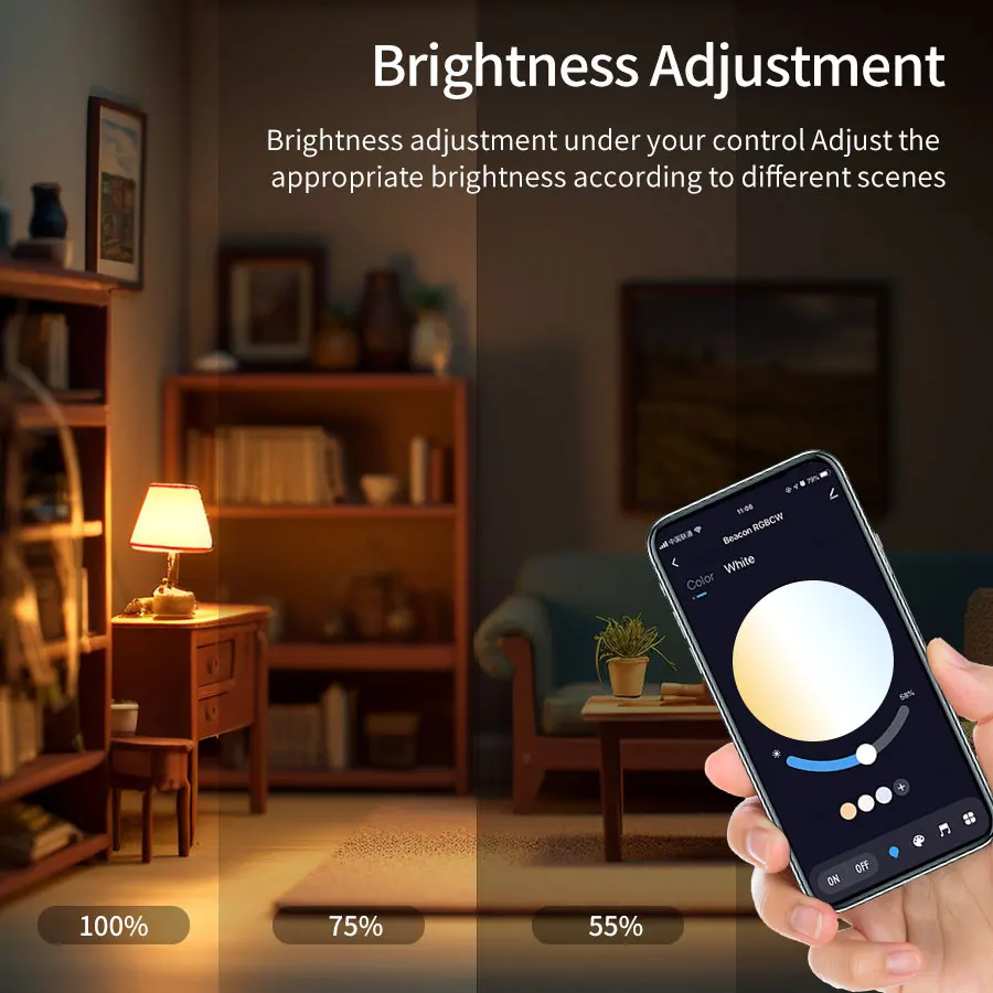 Tuya Smart Light Bulbs, Smart Bulb,With App Control, RGBW LED Color Changing Bulbs, A19 9W 110V 220V,Dimmable Music Sync