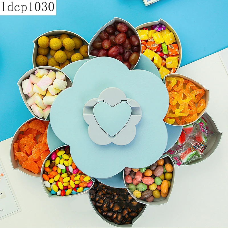 Flower Food Tray Petal-Shape Snack Candy Storage For Food Nut Rotatable  Container Case Food Candy Holder Storage Box Organizer