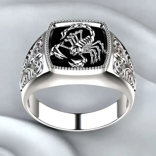 hurken niemand Aja Gothic Punk Schorpioen Man Retro Plated Zilveren Ringen Metalen Carving  Scorpion Ringen Voor Mannen Sieraden - AliExpress
