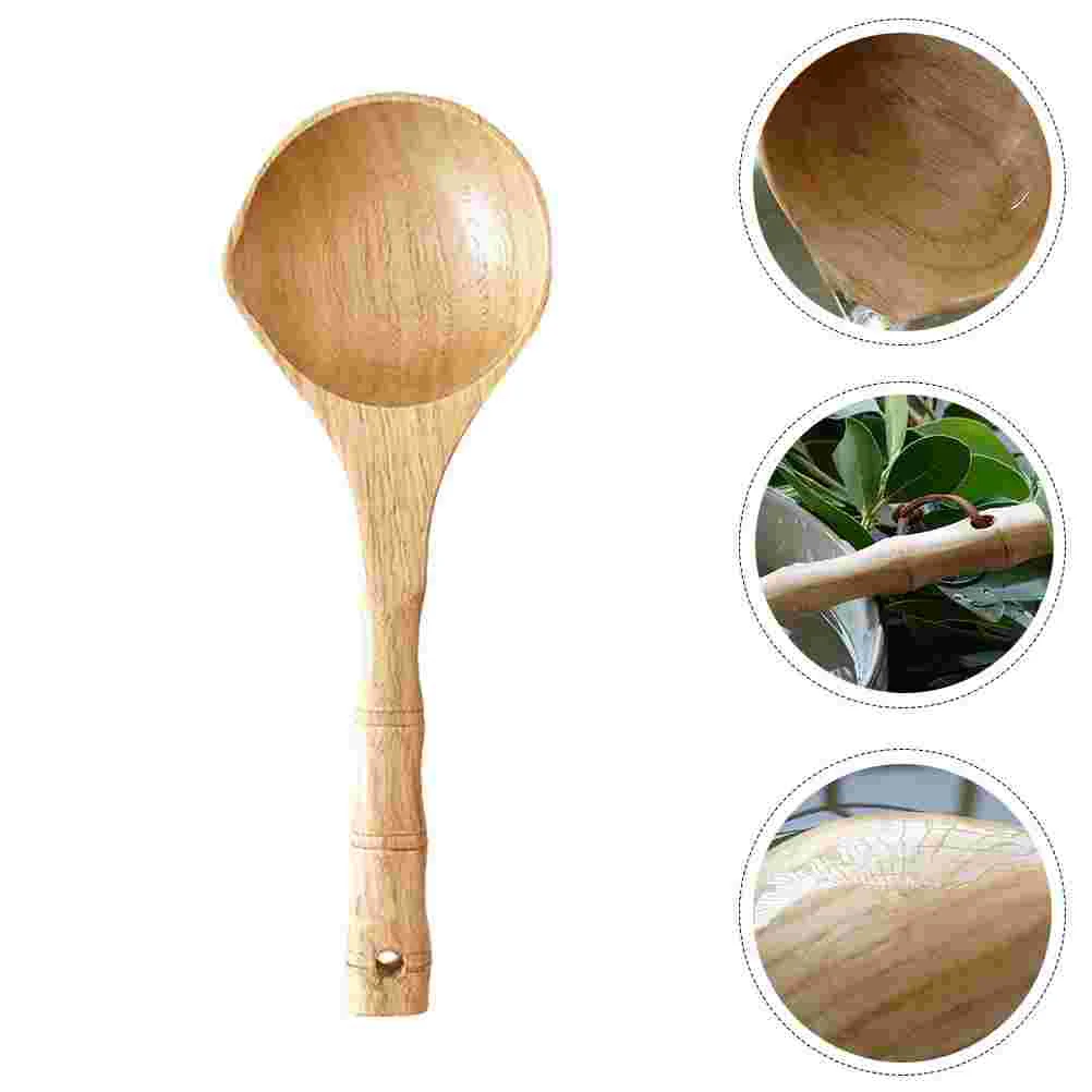 Wooden Spoon Sauna Room Wooden Spoon Bamboo Handle Water Spoon Bathing Wood Bath Water Ladle Scoop Household 25*8.5cm