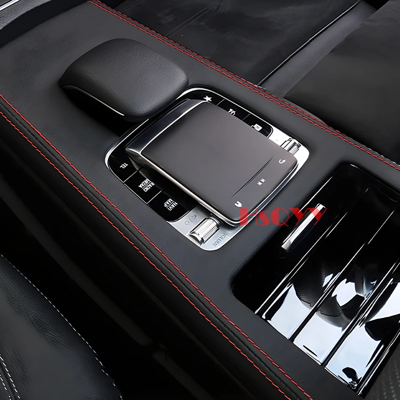 

Car Center Console Leather Style Panel Cover Trim Panel Frame For Mercedes Benz A Class W177 CLA Class C118 Red Seam Line