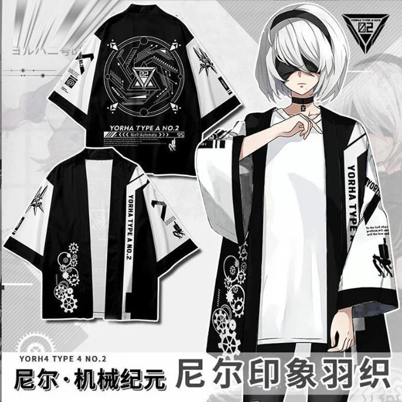 Japanese Kimono Japanese Kimono Cardigan Japanese Kimono Shirt Game NieR Automata Anime Haori Cosplay Kimono Women Men Asian Streetwear Cardigan Yukata