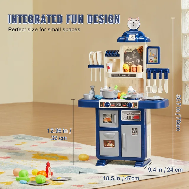 SucceBuy Kids Kitchen Toys Toddlers Play House Kitchenware Set 48 PCS Pretend Play Simulation Kitchen Children's Cooking Toys