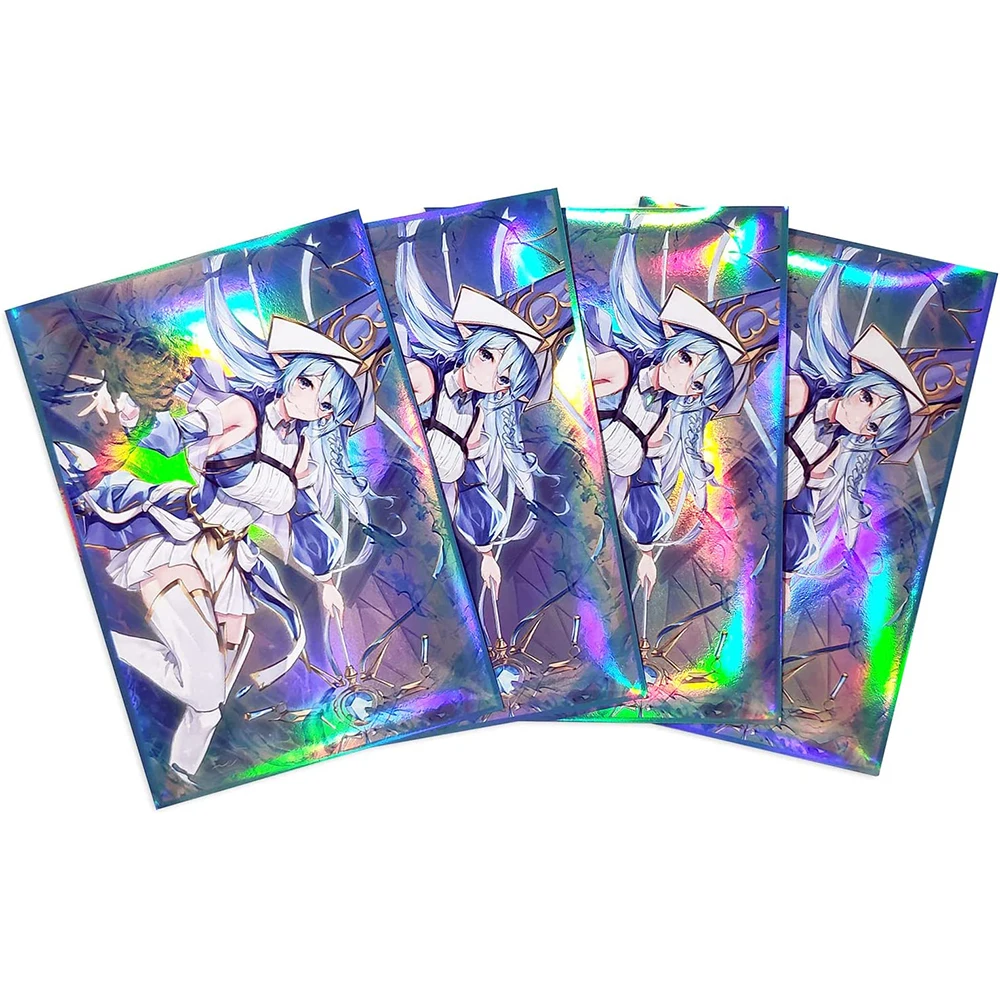 100 Pz 63X90Mm Trading Cards Protector Animazione Olografica Yugioh Card Sleeves Shield Laser Cute Card Deck Cover Dimensioni Giapponesi