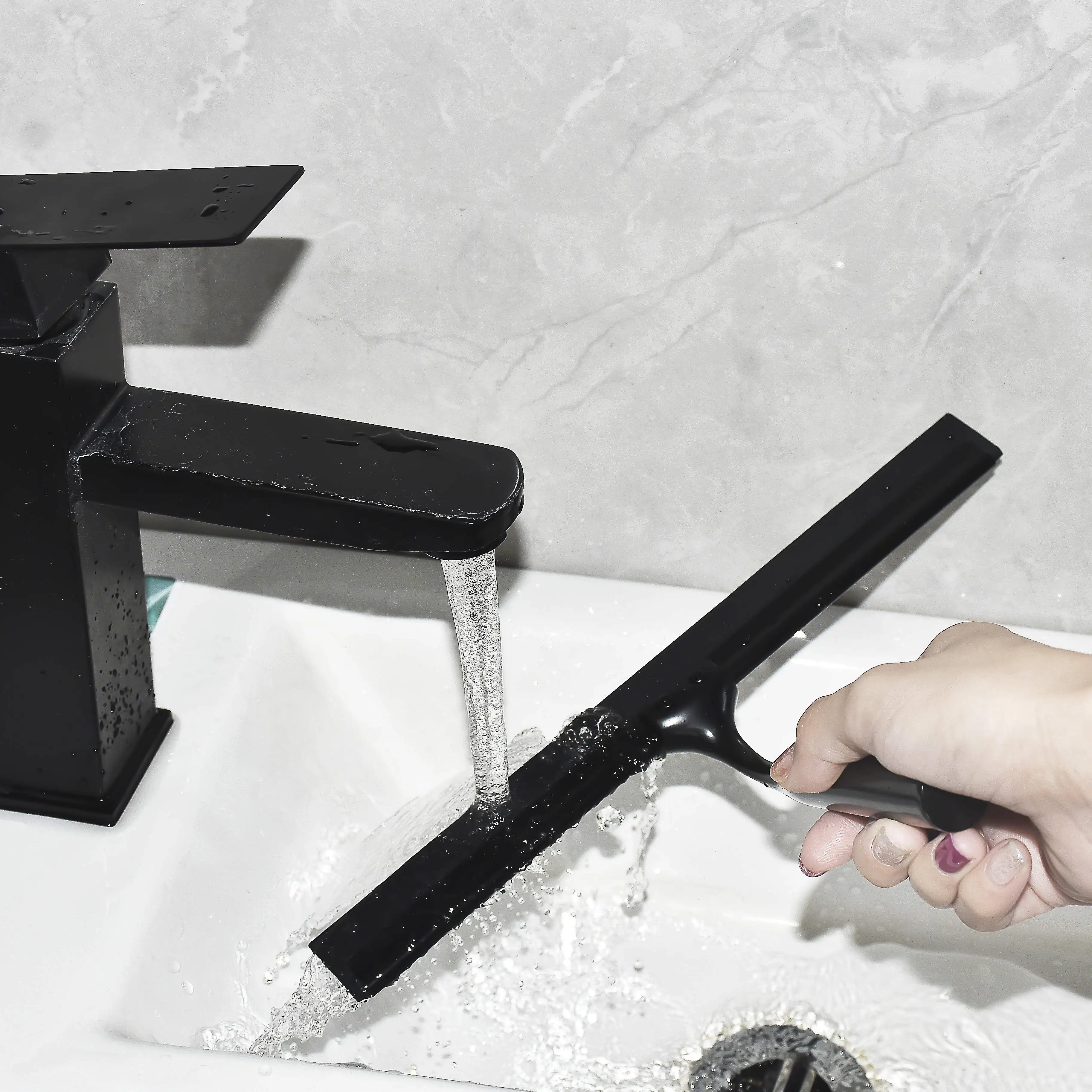 Black Rubber Scrape Silicone Shower Cleaner Stainless Steel Squeegee 10'' 12'' 14'' INCH Bathroom Kitchen Household Car Window 4