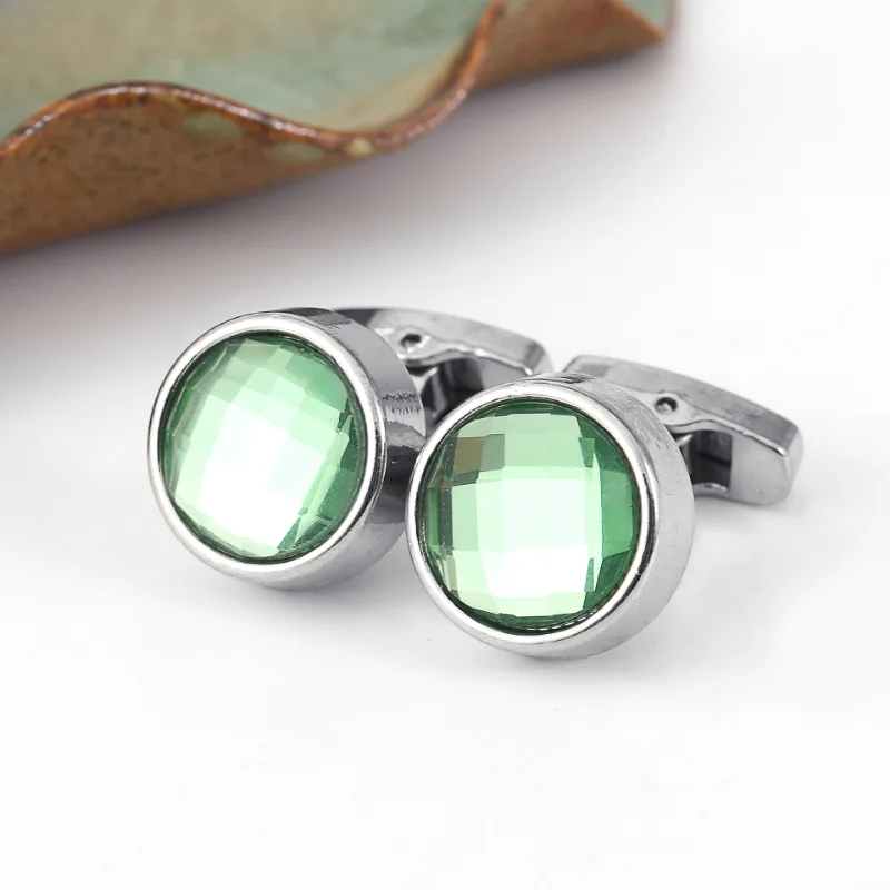 

Polygonal Flower Circular Multicolor Simple Crystal Cufflinks High-end Retro Light Luxury Men and Women's Suit Shirt Accessories
