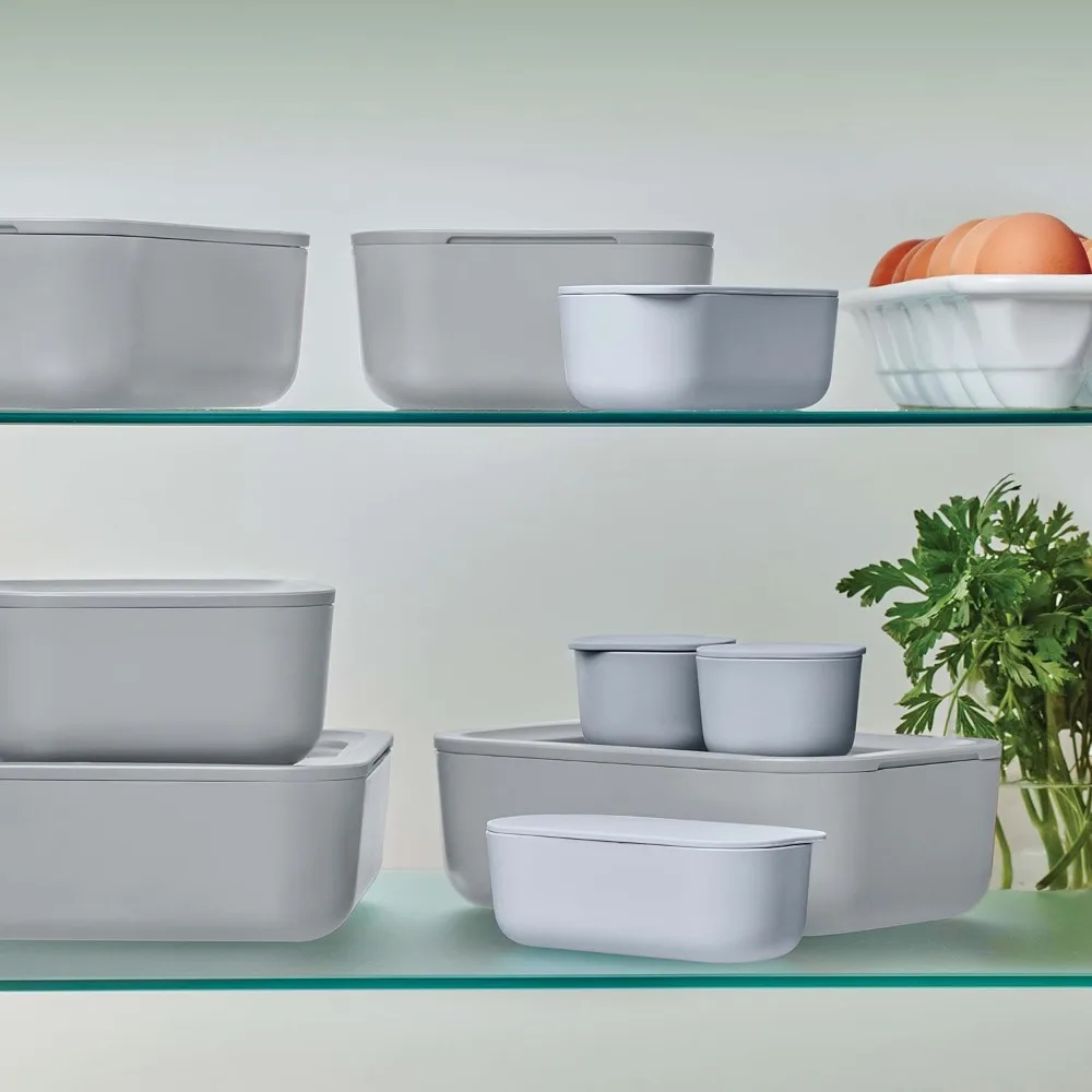 Glass Food Storage Set 14 Pieces Ceramic Coated Food Containers Easy to Store Non Toxic Lunch Box Containers