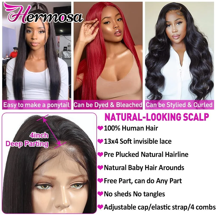 13x4 13x6 HD Transparent Human Hair Lace Frontal Wig Brazilian Straight Wig For Women
