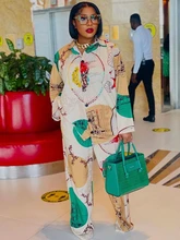  2 Pieces Women's Sets 2022 Summer Autumn Flower Print Blouse Shirt Suit Tops And Pants Suits Two Piece Set Tracksuit Outfit 