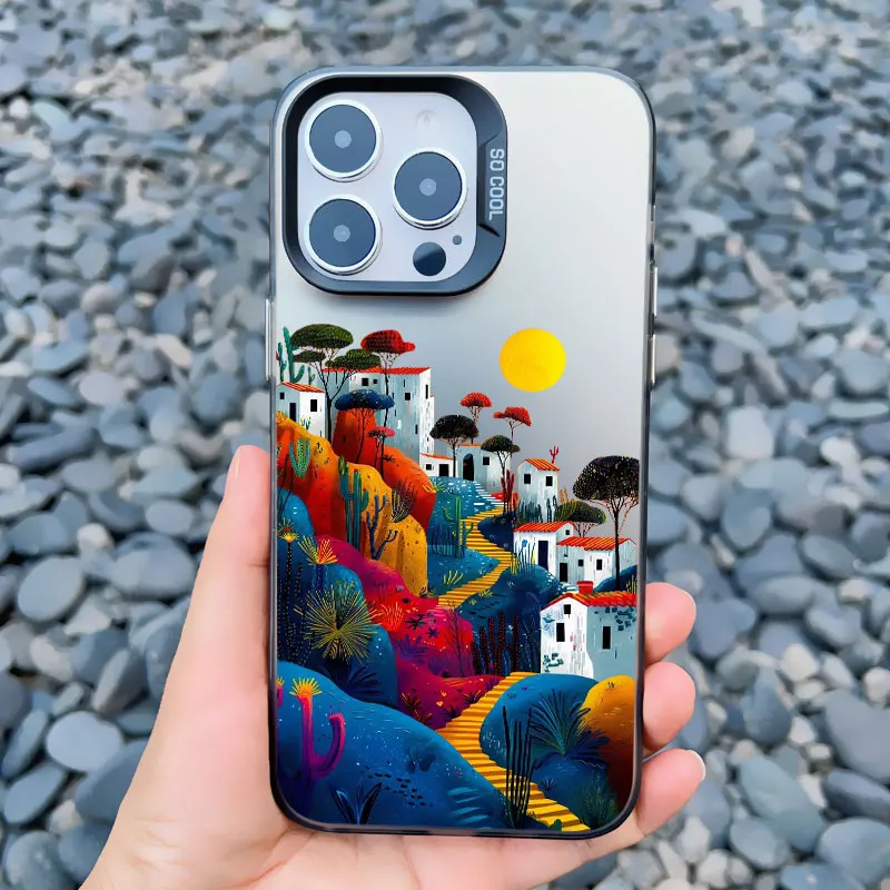 Yellow Sunset Mountain Shockproof Matte Laser Phone Case - Natural Scenery Cover