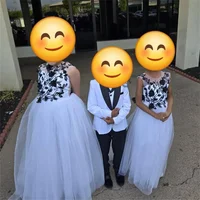 فستان الأميرة زهرة فتاة مزين بالتول طول الأرض أنيق بدون أكمام كلاسيكي رسمي للمناولة الأولى حسب الطلب 2