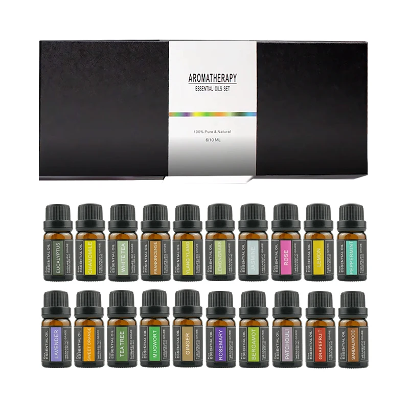 60Ml-Set Di Oli Essenziali Di Lavanda Alla Menta Piperita Oli Aromatici Massaggianti Vegetali Naturali Diffusori Per Aromaterapia Alleviano L'Affatica