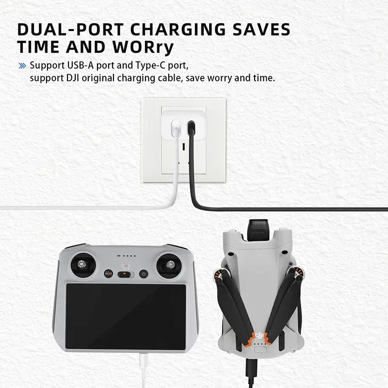 30W Charging Plug Gallium Nitride Charger USB PD Port Type-C Cable For DJI Mini 3 3Pro / Mini 4 Pro Drone Accessories Drone Charger