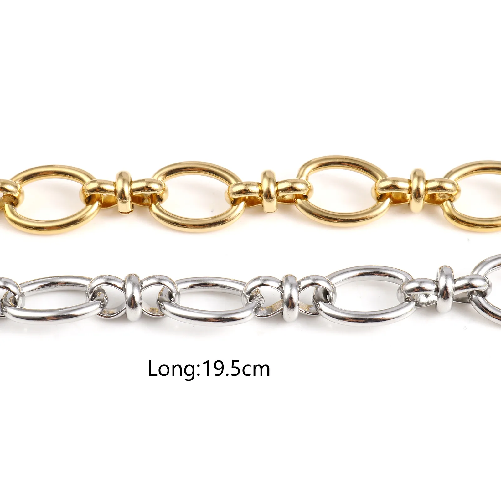 1PC Stainless Steel Bracelets for Men Women Oval Cross Buckle Connector Link Chain Jewelry Gifts