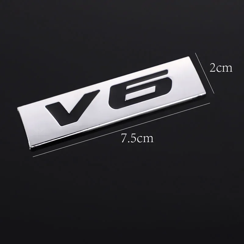 Car Sticker V6 V8 Rear Emblem Badge Metal Decals Tail Trunk Sticker for BMW Honda Chevrolet Skoda Ford Opel Lada Auto Styling