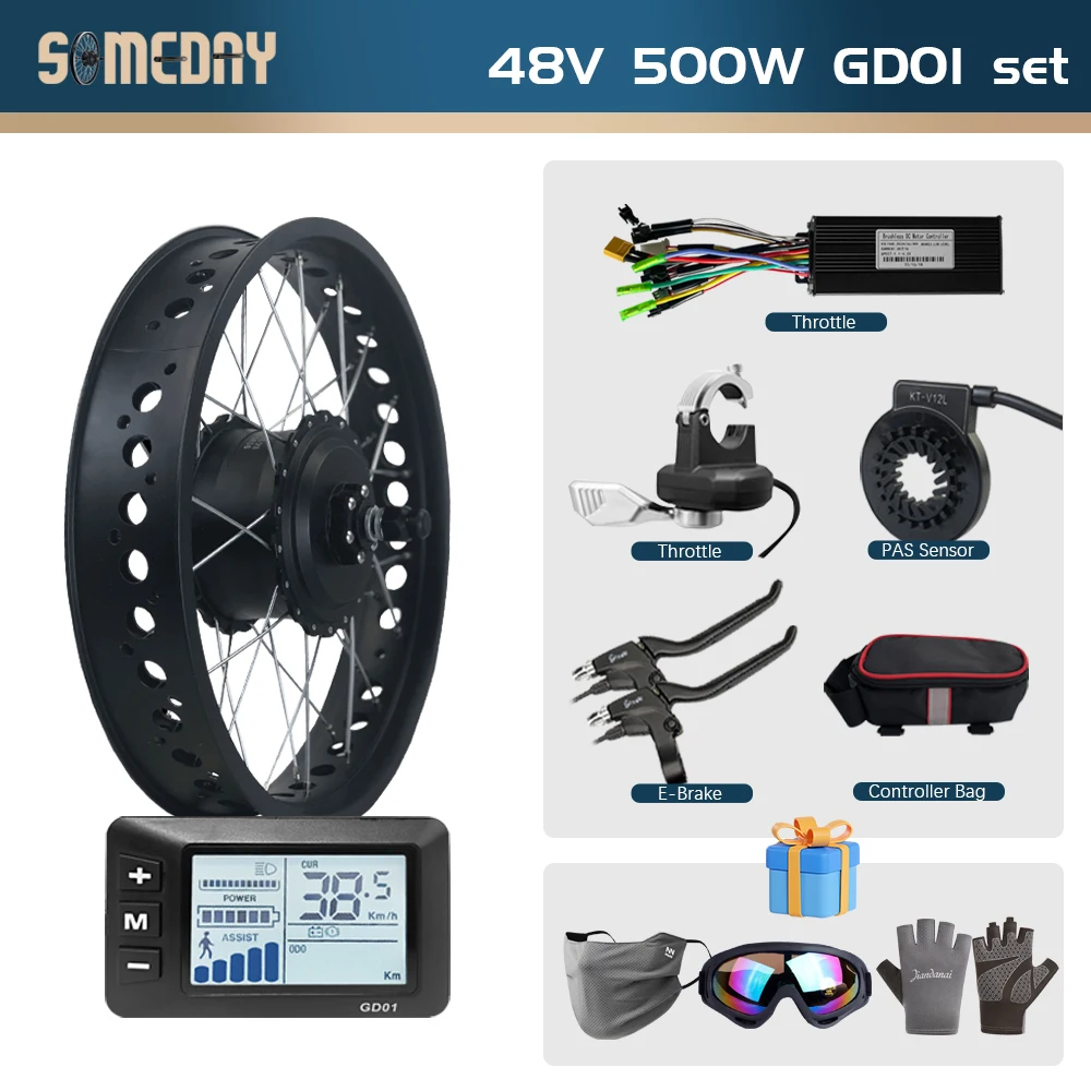 電動ファットバイク電動ホイール,20-4.0インチ,36V 48V 500W