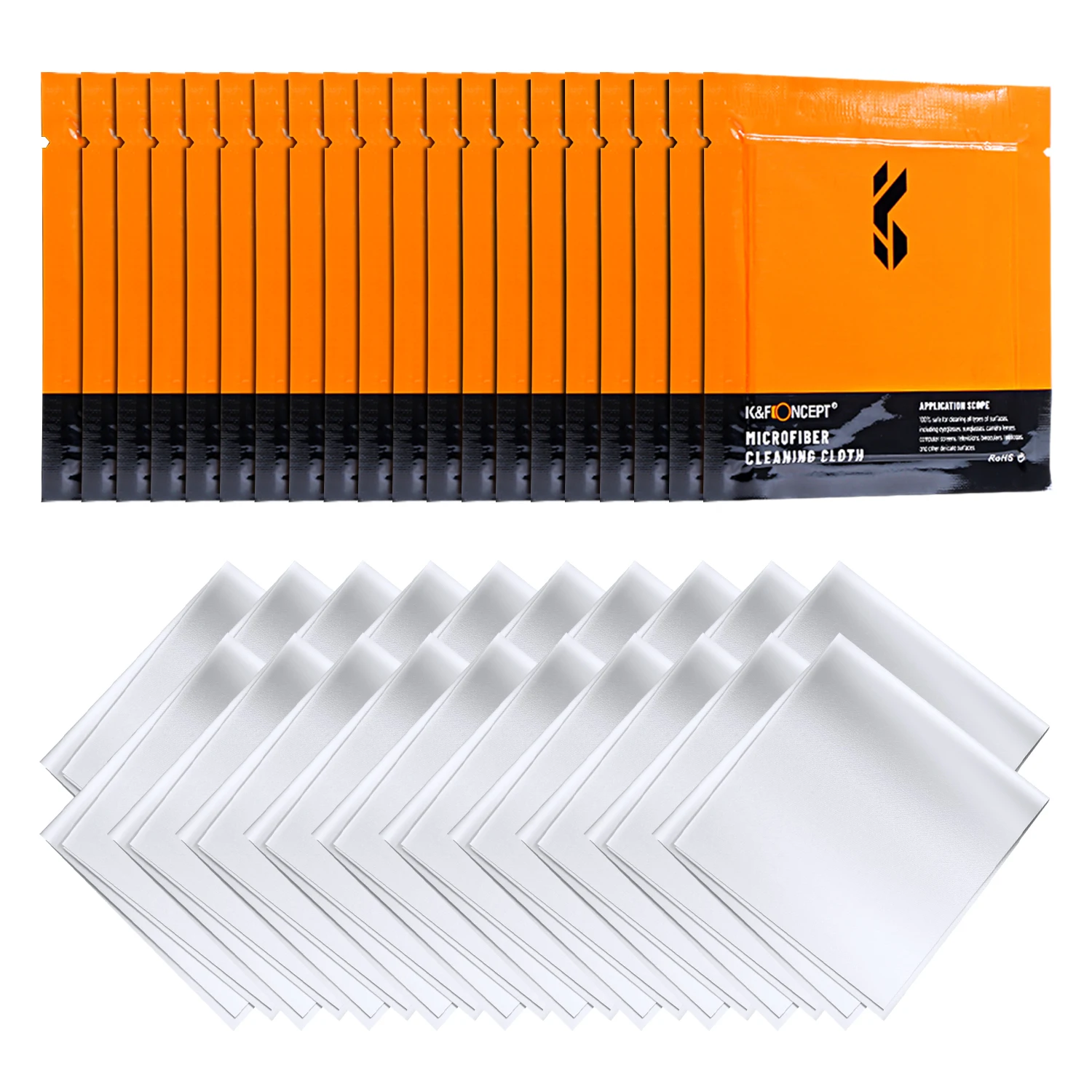 K&F Concept Premium Microfiber Cleaning Cloths, Lens Cleaning Cloth For Camera Lenses, Eyeglasses, Screens, Cameras, Tablets -Washable, 20 Pack, 6 X 7