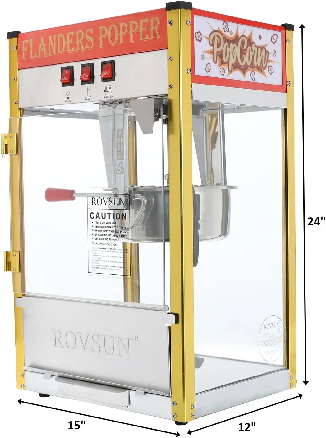 Popcorn Machine with 8 Ounce Kettle Makes Up to 32 Cups, Commercial Popcorn Machine Countertop Maker w/Stainless Steel S