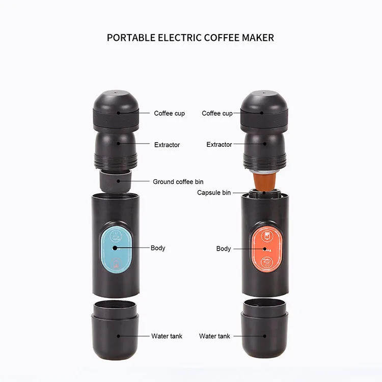 Lithium battery outdoor travel camping car small mini portable K cup ground coffee capsule espresso coffee maker machine