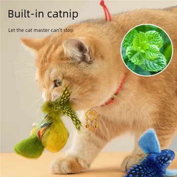 Simulation Bird Interactive Cat Toys Electric Sounding Birds Cat Chew Bite Plush Toys Cat Supplies - Image 3