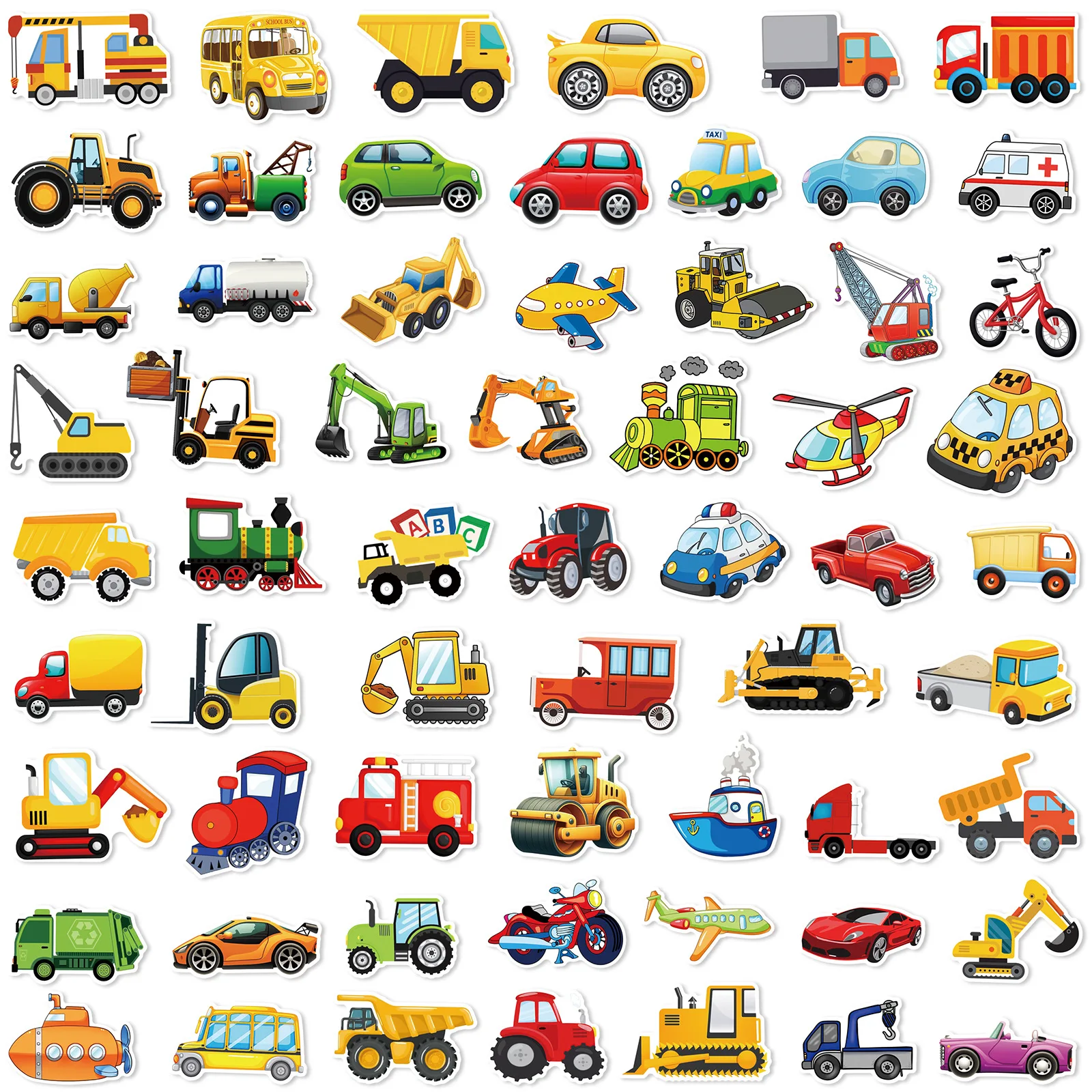 Construction Truck Stickers Excavator Aeroplane Cartoon Stciekrs Graffiti DIY Luggage Laptop Phone Bike Decals 10/30/60/120PCS cartoon stickers graffiti stickers sports star stickers decorative stickers colorful stickers