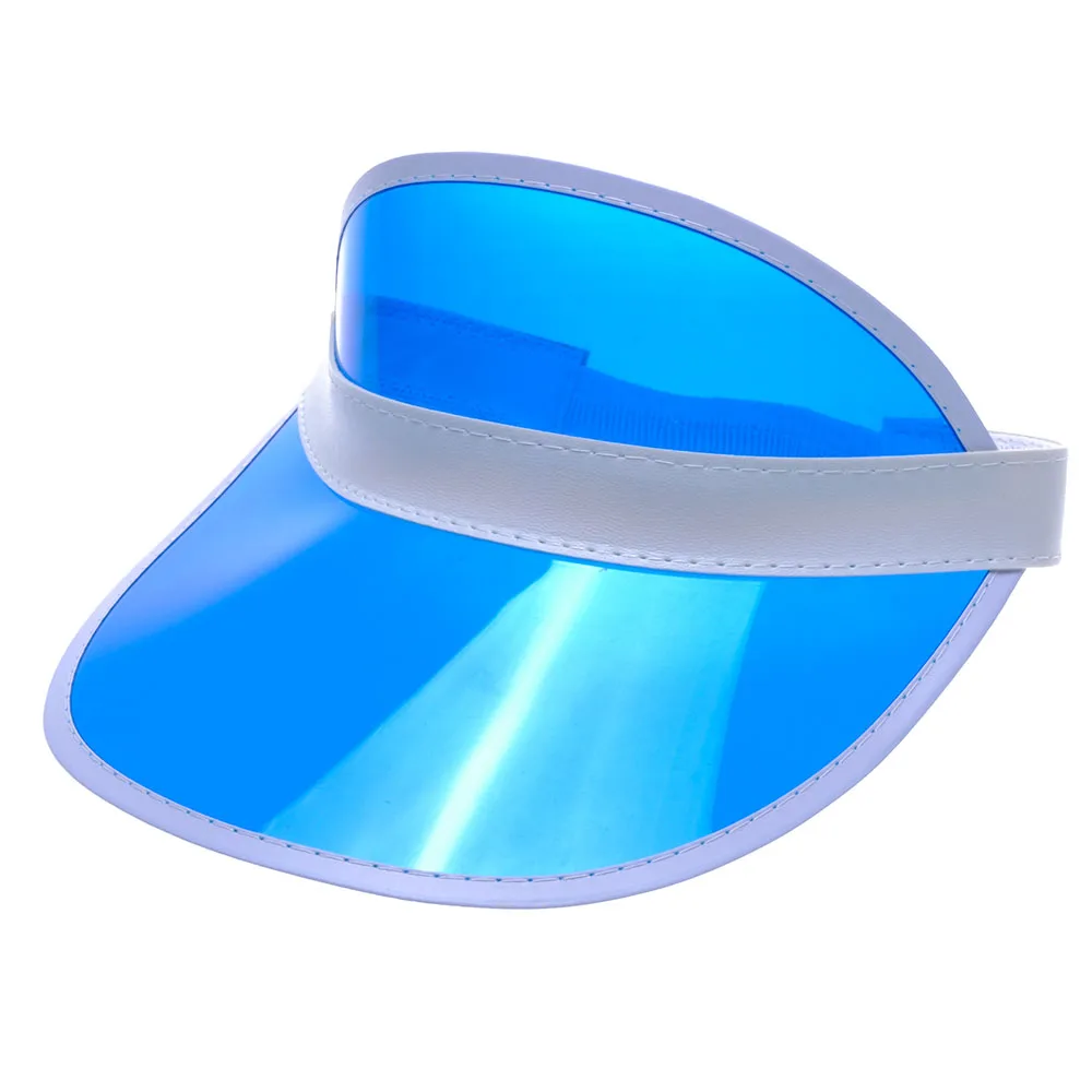 

Outdoor Fashion Casual Blue Color Transparent Anit-uv Plastic Face Sun Shield Cheap Hats Sun Visor Hats Golf Cap Rain Hat