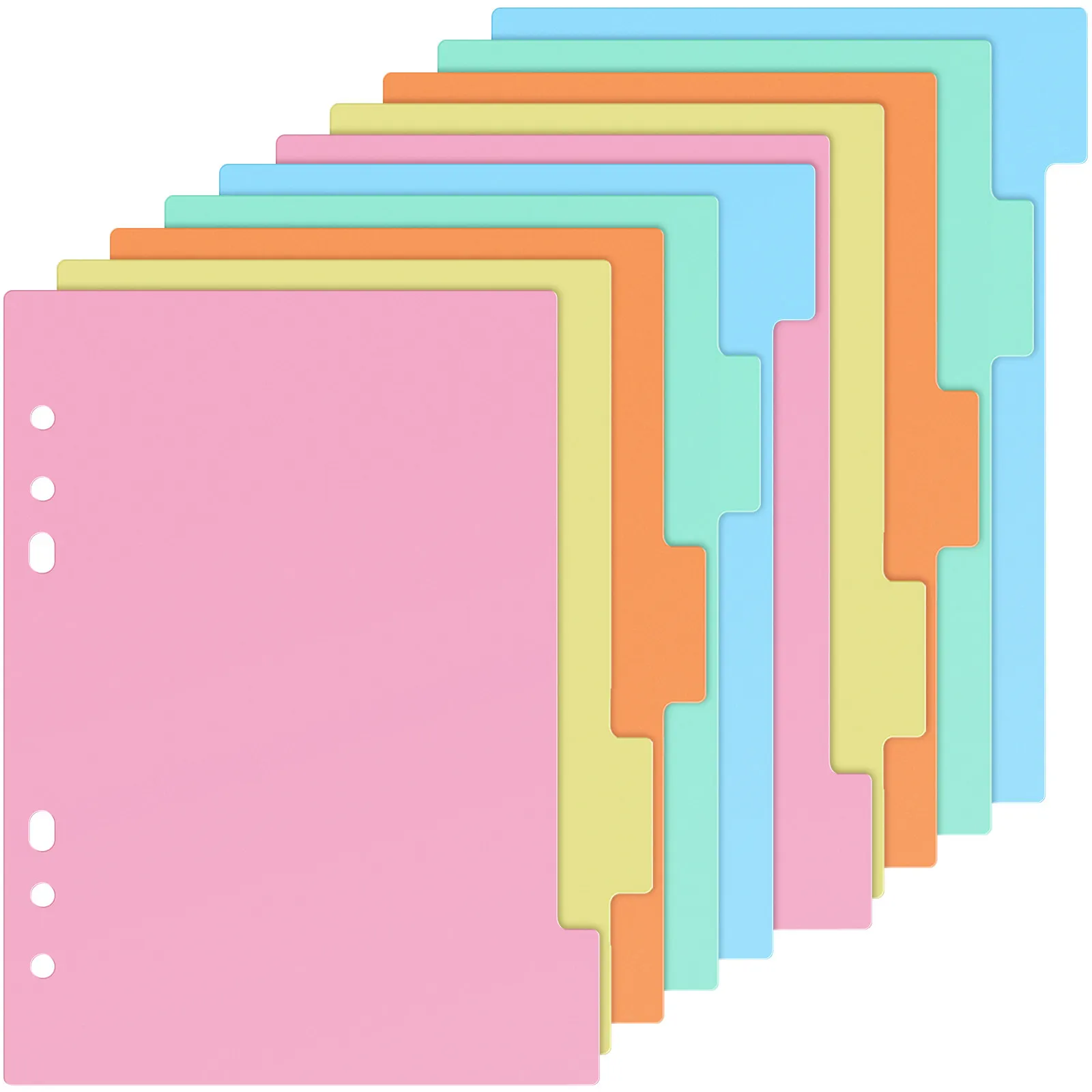 10Pcs 플라스틱 바인더 디바이더(탭 포함) A5 노트북 플래너 학교 사무실 연구용 반투명 다채로운 색상의 색인 라벨