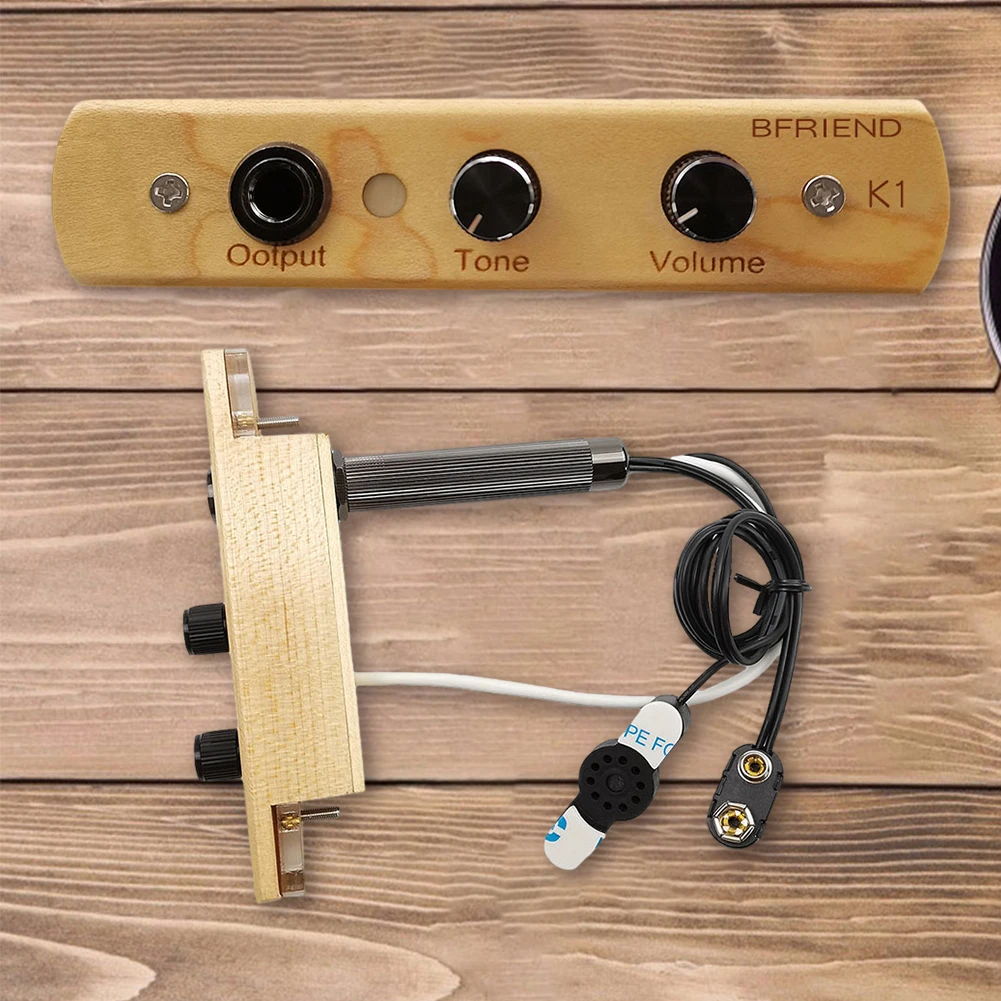 Cajon Box Drum Preamp/Pickup with Tone Volume Control Musical Instrument Pickup Output Jack Percussion Instruments Accessories