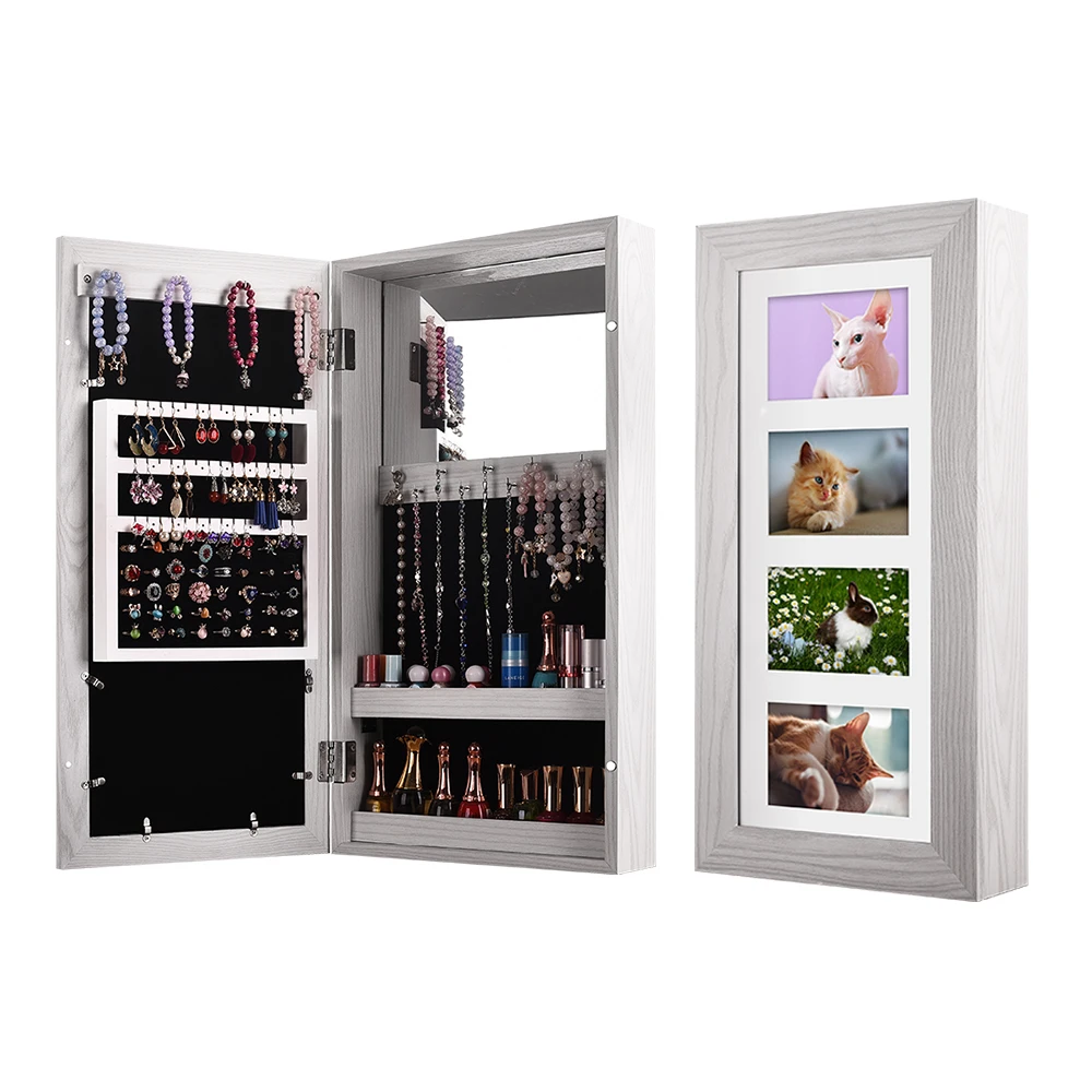 Jewelry Armoire Organizer Wall Mounted With Mirror 3 Drawers Door Cabinet | Мебель