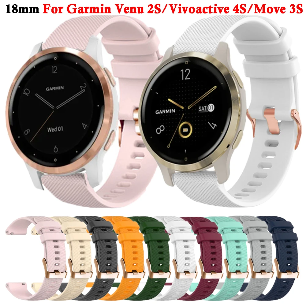 

Silicone Strap For Garmin Venu 2S Vivoactive 4S Move 3S Vivomove 3S Forerunner 265S 255S Smart Watch Bands 18mm Straps Bracelet