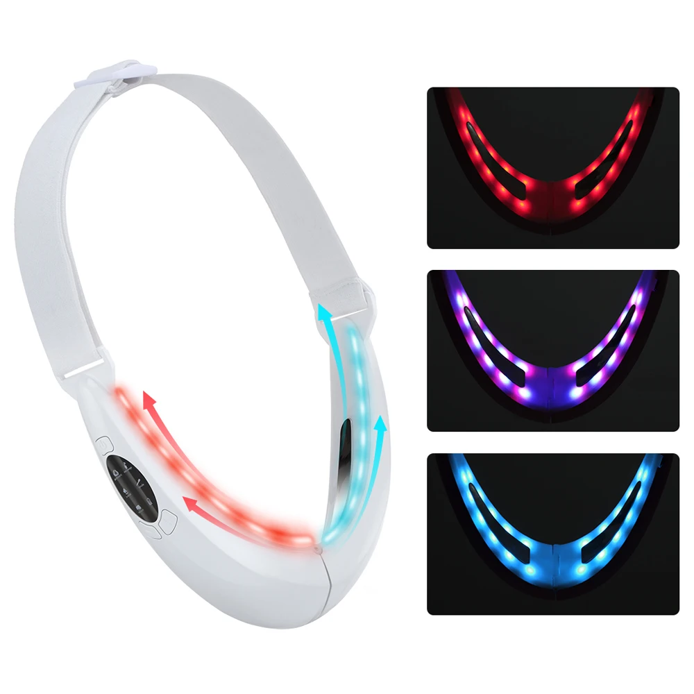 Ems Microcurrent Massaggiatore Facciale Blue Red Infrared Led Therapy V Face Lifting Machine Anti-Aging Vibration Cintura Di Massaggio Dimagrante
