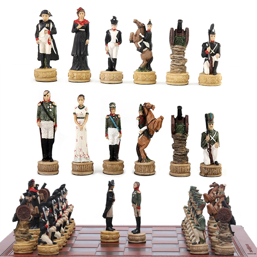 Chess Set 3D Character-themed International Chess Deluxe Painting Entertaining Luxury Game Card Toys board game table games chess pieces and board