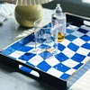 Abstract Distorted Checkered Pattern Storage Trays Decorative Dresser Table Skincare Cosmetic Containers Jewelry Organizer Shelf 4