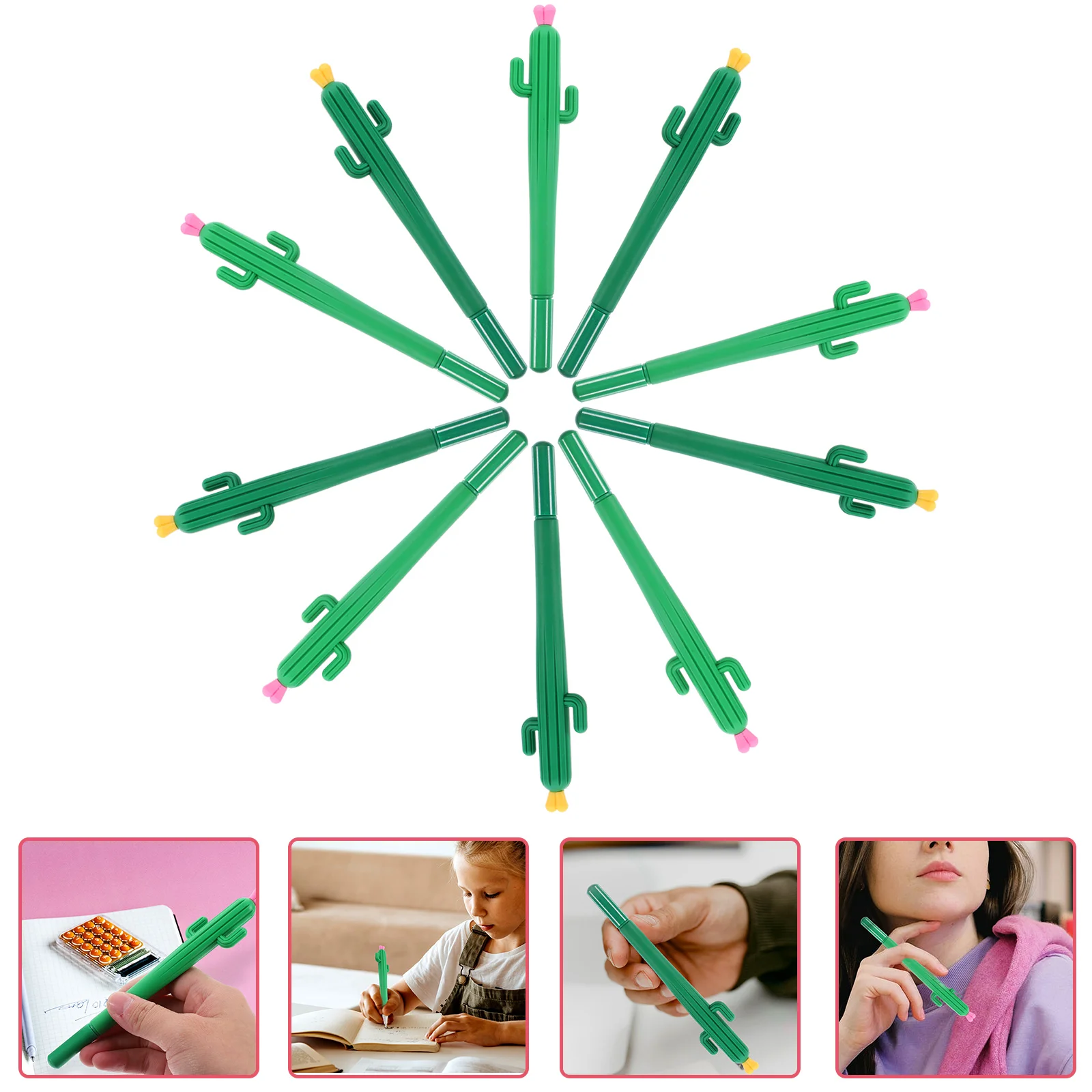

10 Pcs Student Stationery Supplies Come Pen Ballpoint Pens Plant Writing Signing Cactus