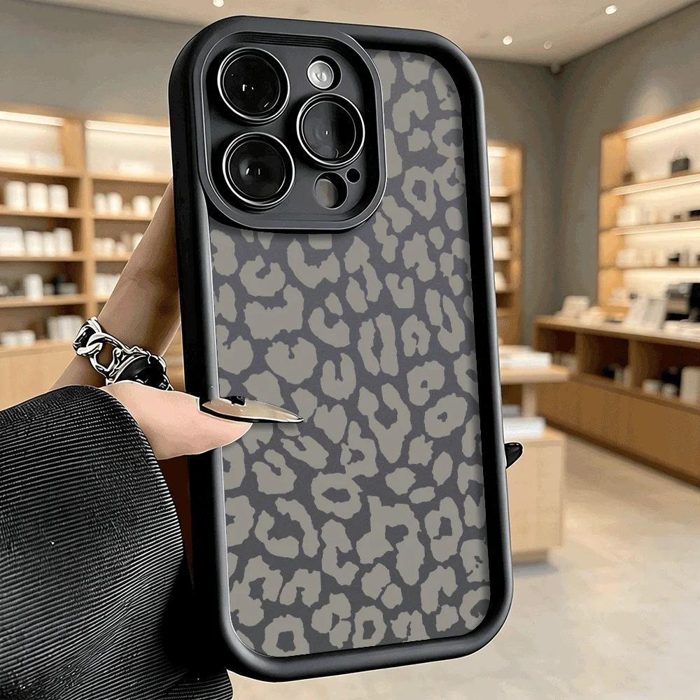 Gray Leopard Print Anti-Drop Protective Phone Case
