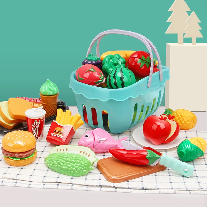 Kitchen Play House Toy Set Simulation Plastic Classic Fruit Vegetable Food Cutting Game Educational Kids Montessori Learning Toy 3