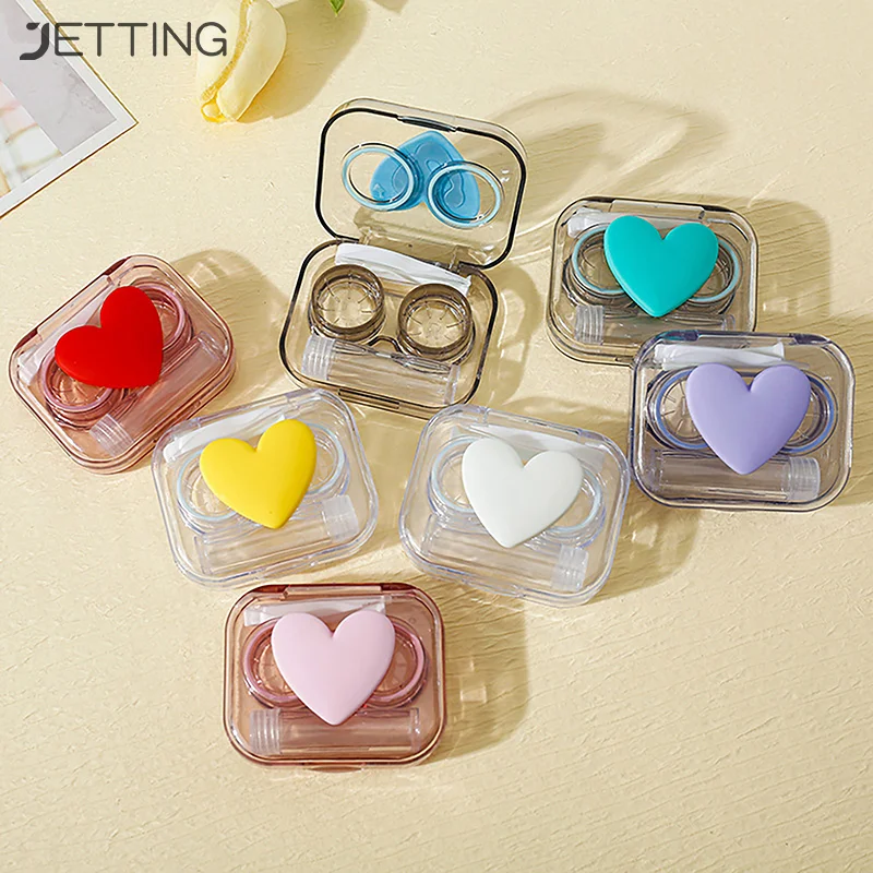 

Mini Contact Lens Case Set Heart Portable Immersion Storage Kit Soak Cleaner Washer Holder Container Leak-Proof With Tweezers