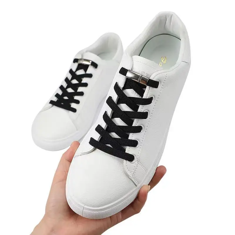 여성용 신축성 노타이 신발끈, 레이지 메탈 잠금 끈, 2 쌍