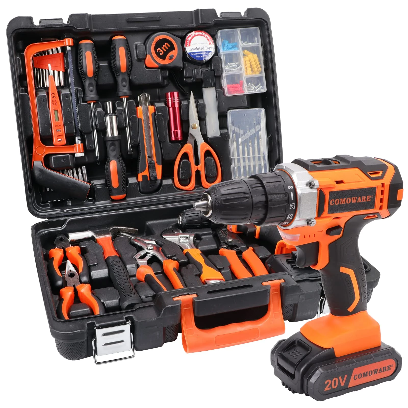 108 Piece Power Tool Combo Kits With 16.8v Cordless Drill, Household
