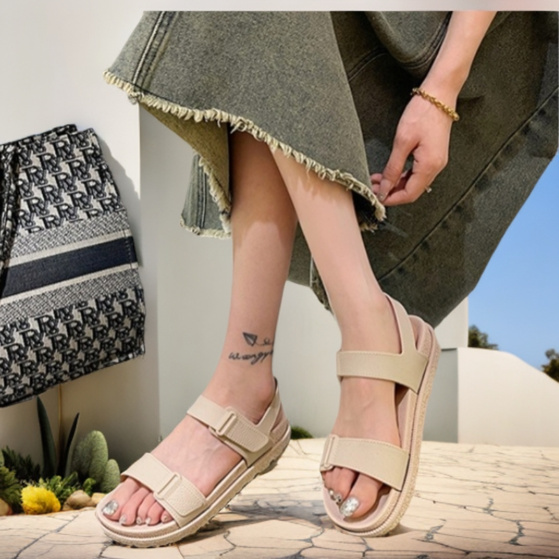 Fashion Outerwear Casual Beach Word with Velcro Sandals 2025 Summer New Women's Sandals Korean Version Women Shoes