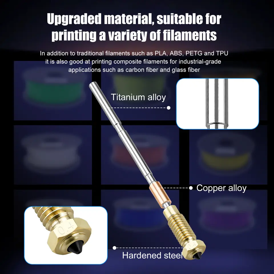 Upgraded Hotend Nozzle For Prusa MK4/XL/MK3.9 All Metal One-Piece Hardened Steel Nozzle 0.4mm Durable High Flow 3D Printer Part image 6