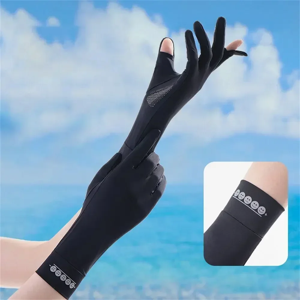 Long Sunscreen Gloves Fashion Thin Elastic Anti-UV Cycling Driving Gloves Women Girls