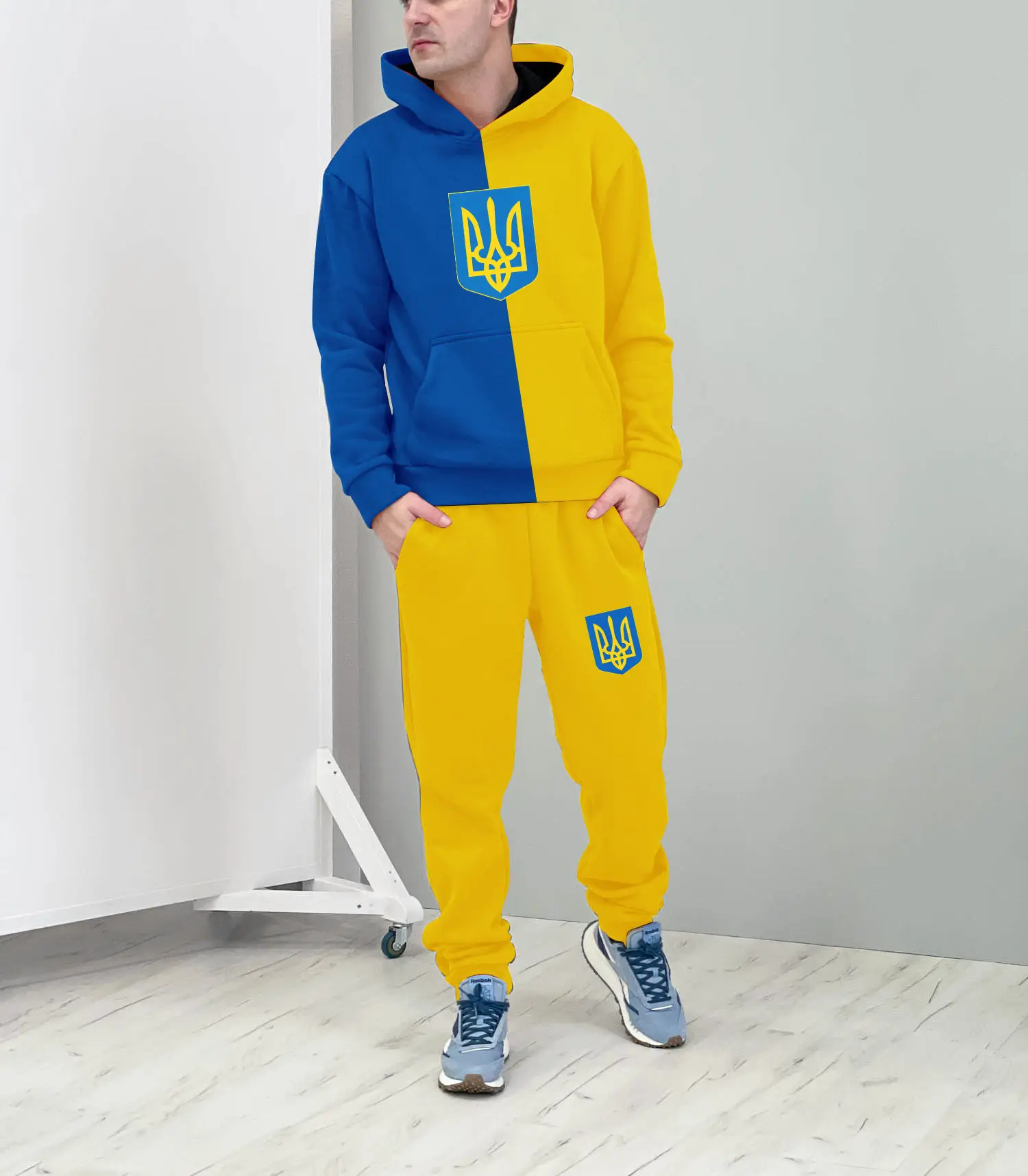 Men Sportswear Set Hoodie And Pants Ukraine Print Sports Fashion Suits Long Sleeved Pullover