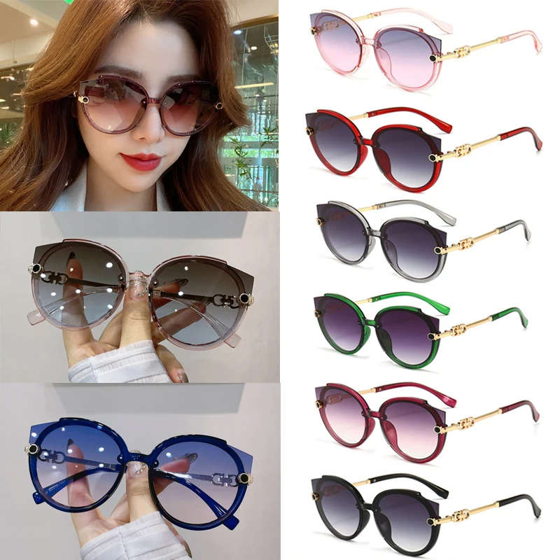 New Fashion Cat Ears Round Lady Sunglasses Women's Vintage Metal