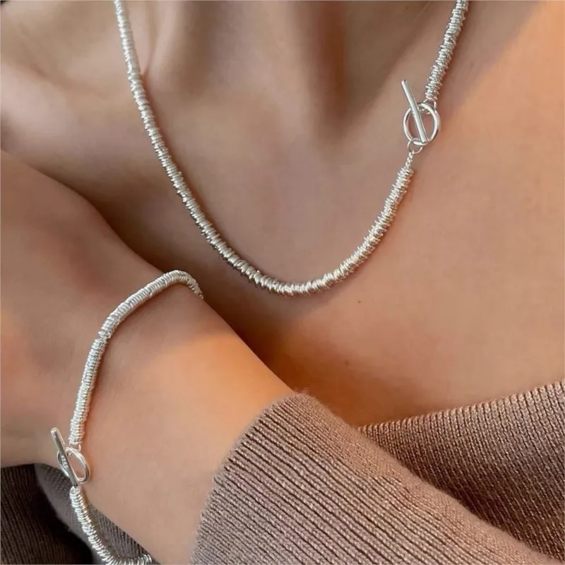 Silver Color Personalized OT Buckle Bracelet for Women Sparkling Waves 2024 New Fashion Chain Jewelry Gift Party pulseras