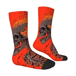 Gothic Flame & Skull Print Men's Socks - Comfortable & Breathable Harajuku Style - One Size (NO.1)