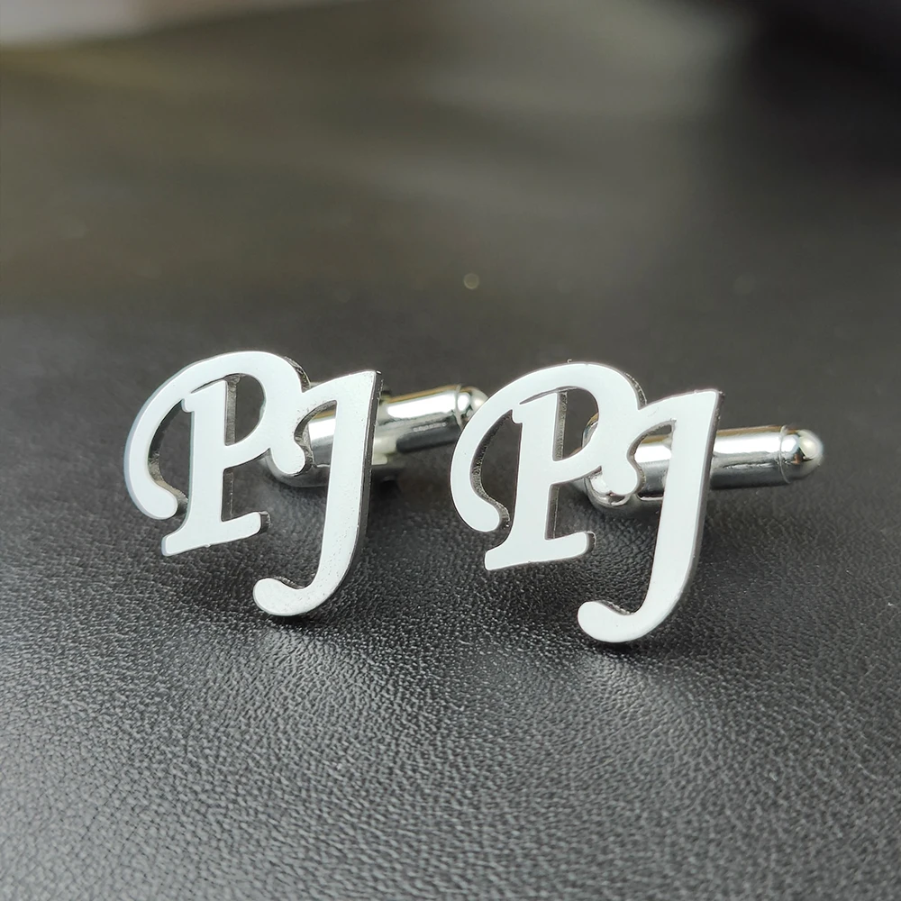 Custom Cufflinks for Men Groom Stainless Steel Men's Initials Cufflinks Personalized Wedding Best Man Jewelry Gift