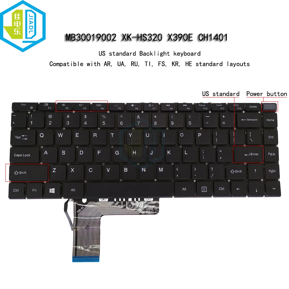 Teclado Retroiluminado para Laptop Russo Eua Inglês Teclado Retroiluminado Apto para Chuwi Corebook x 14 Cwi529 Mb30019002 Xk-hs320