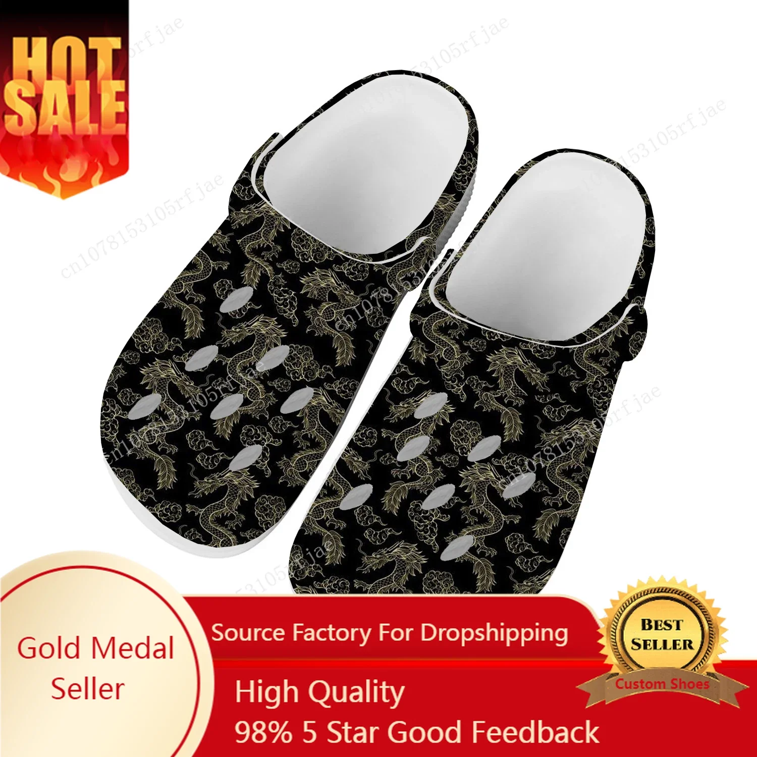 

Chinese Dragon Tradition Animals Home Clogs Men Women Youth Boy Girl Sandals Shoes Garden Custom Made Shoes Beach Hole Slippers