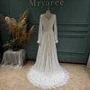 Mryarce Classic Elegant Chiffon A Line Wedding Dresses Deep V Neck Long Sleeves Side Slit Bridal Gowns 4